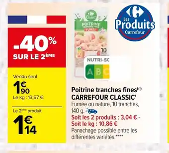 Carrefour Poitrine Trancges Fines Carrefour Classic' offre