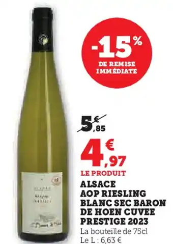 U Express Alsace aop riesling blanc sec baron de hoen cuvee prestige 2023 offre