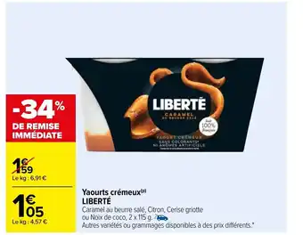 Carrefour Yaourts Crémeux Liberté offre