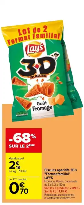 Carrefour Biscuits Apéritifs 3D's "Format Familial" Lay's offre