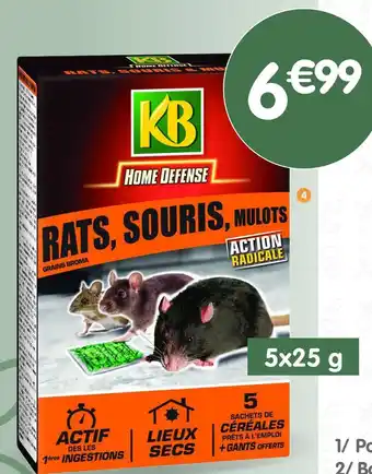 b&m KB Pack de 5 sachets de céréales anti-rats, souris et mulots offre