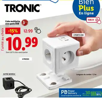 Lidl TRONIC Cube multiprise avec ports USB offre