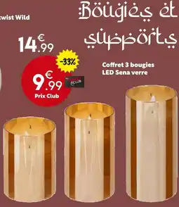 Maxi Bazar Coffret 3 bougies LED Sena verre offre