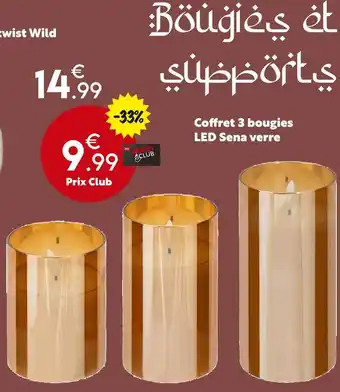 Maxi Bazar Coffret 3 bougies LED Sena verre offre