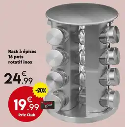 Maxi Bazar Rack à épices 16 pots rotatif inox offre