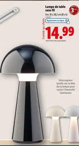 Lidl Lampe de table sans fil offre