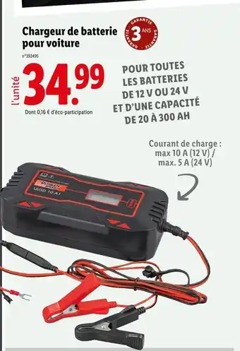 Lidl Chargeur de batterie pour voiture offre