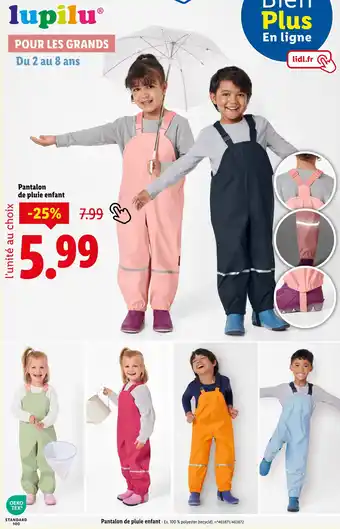 Lidl Lupilu Pantalon de pluie enfant offre