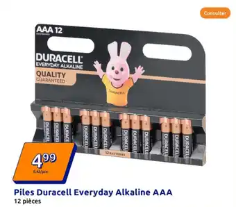 Action Piles Duracell Everyday Alkaline AAA offre