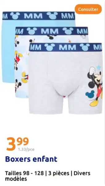 Action Boxers enfant offre