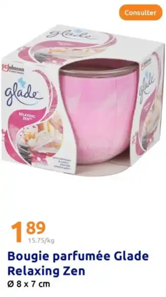 Action GLADE Bougie parfumée Relaxing Zen offre