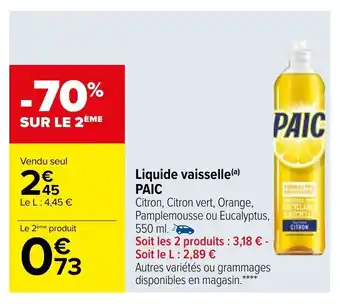 Carrefour Liquide Vaisselle Paic offre