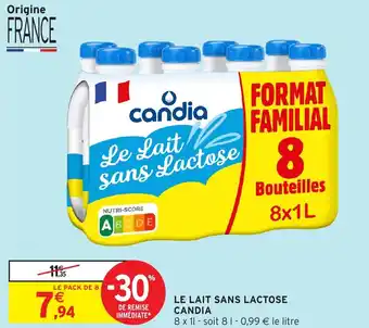 Intermarché CANDIA Le lait sans lactose offre