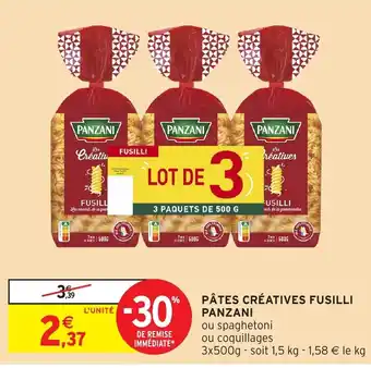 Intermarché PANZANI Pâtes créatives fusilli offre