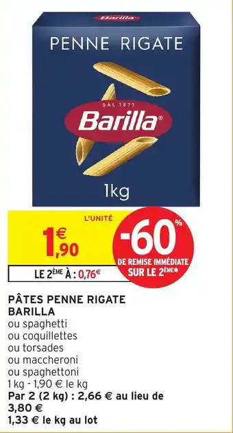 Intermarché BARILLA Pâtes penne rigate offre