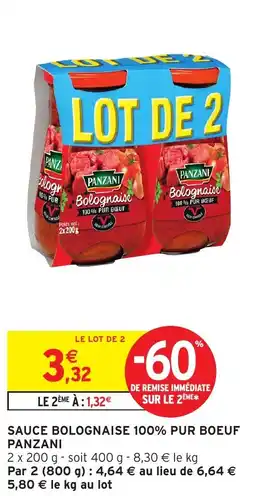 Intermarché PANZANI Sauce bolognaise 100% pur boeuf offre