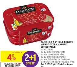 Intermarché CONNETABLE Sardines à l'huile d'olive vierge extra nature offre