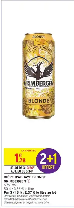 Intermarché GRIMBERGEN Bière d'abbaye blonde offre