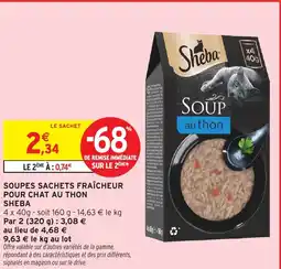 Intermarché SHEBA Soupes sachets fraîcheur pour chat au thon offre