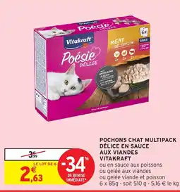 Intermarché VITAKRAFT Pochons chat multipack délice en sauce aux viandes offre