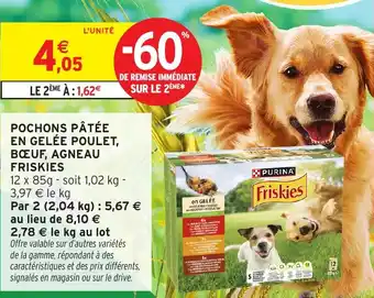 Intermarché FRISKIES Pochons pâtée en gelée poulet, bœuf, agneau offre