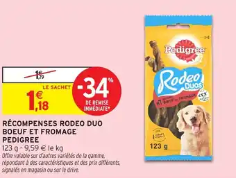 Intermarché PEDIGREE Récompenses rodeo duo boeuf et fromage offre