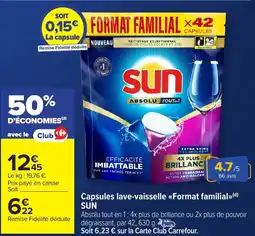 Carrefour Market SUN Capsules lave-vaisselle «Format familial>> offre