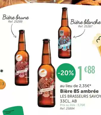 L'Eau Vive Bière ЯS ambrée offre