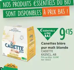 L'Eau Vive CADETTE Canettes bière pur malt blonde offre