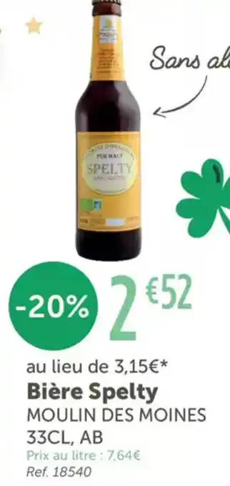 L'Eau Vive Bière Spelty offre