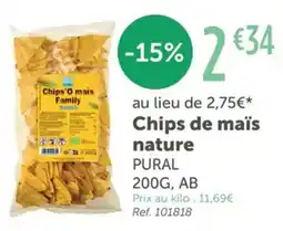 L'Eau Vive PURAL Chips de maïs nature offre