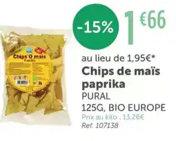 L'Eau Vive PURAL Chips de maïs paprika offre