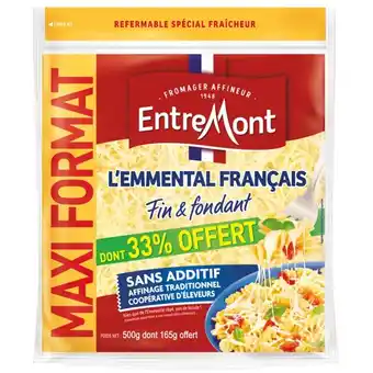 Carrefour ENTREMONT Emmental râpé Maxi Format offre