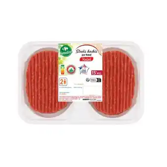 Carrefour Market 2 steaks hachés pur bœuf Halal CARREFOUR Sensation offre