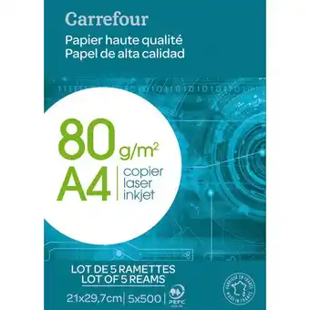 Carrefour CARREFOUR Lot de 5 ramettes papier impression haute qualité offre