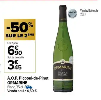 A.O.P. Picpoul-De-Pinet Ormarine