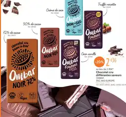 L'Eau Vive OMBAR Chocolat cru différentes saveurs offre