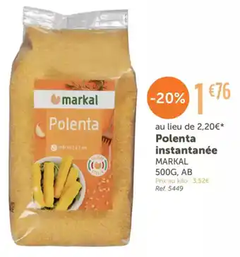 L'Eau Vive MARKAL Polenta instantanée offre