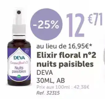 L'Eau Vive DEVA Elixir floral nº2 nuits paisibles offre