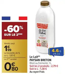 Carrefour PAYSAN BRETON Le Lait offre