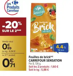 Carrefour CARREFOUR SENSATION Feuilles de brick offre