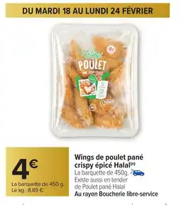 Carrefour Wings de poulet pané crispy épicé Halal offre