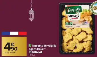 Carrefour RÉGHALAL Nuggets de volaille panés Halal offre