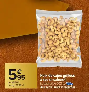 Carrefour Noix de cajou grillées à sec et salées offre