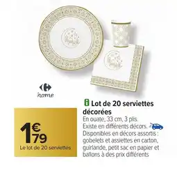 Carrefour Lot de 20 serviettes décorées offre