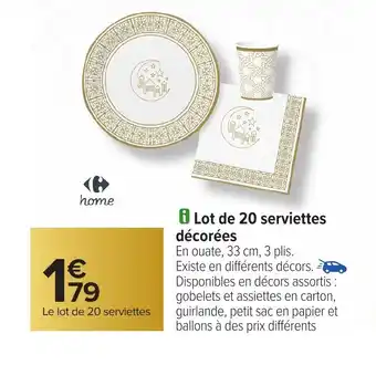 Carrefour Lot de 20 serviettes décorées offre