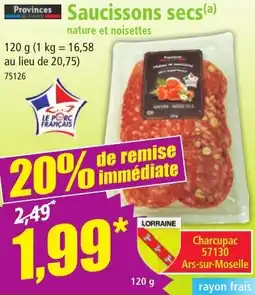 Norma Provinces Saucissons secs offre