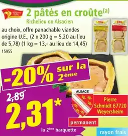 Norma 2 pâtés en croûte offre