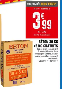 Brico Cash Béton 30 kg +5 kg gratuits offre