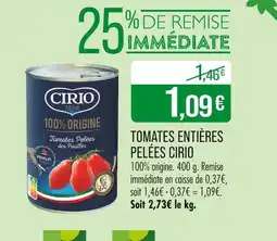 Match Cirio Tomates Entières Pelées offre